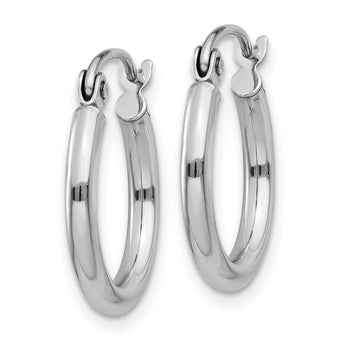 14k White Gold Polished 2x15mm Polished Hoop Earrings