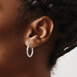 14k White Gold Polished 2x17.5mm Polished Hoop Earrings