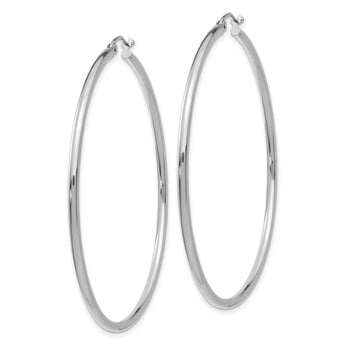 14k White Gold Polished 2x55mm Polished Hoop Earrings