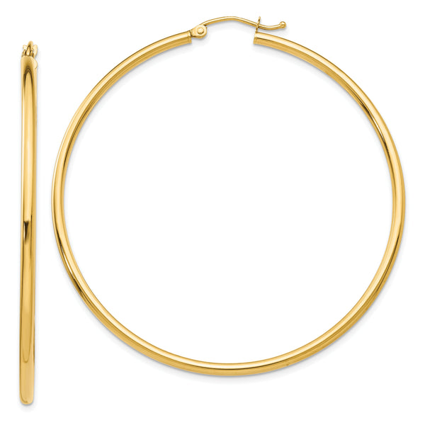 14k Polished 2x55mm Polished Hoop Earrings