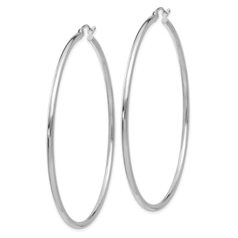 14k White Gold Polished 2x60mm Polished Hoop Earrings
