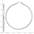 14k White Gold Polished 2x60mm Polished Hoop Earrings
