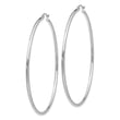 14k White Gold Polished 2x65mm Polished Hoop Earrings