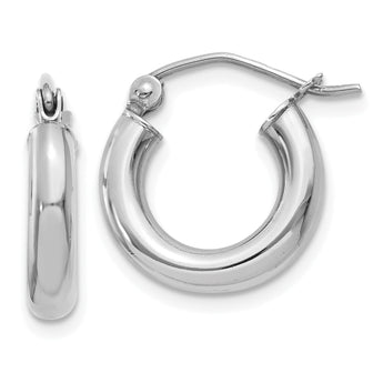 14k White Gold Polished 3mm Polished Hoop Earrings