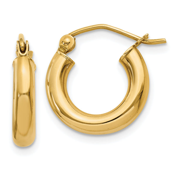 14k Polished 3mm Polished Hoop Earrings