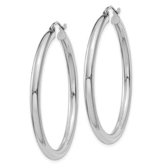 14k White Gold Polished 3mm Polished Hoop Earrings