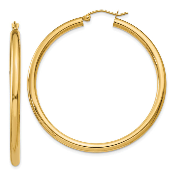 14k Polished 3mm Polished Hoop Earrings