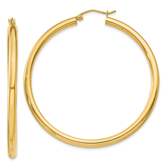 14k Polished 3mm Polished Hoop Earrings