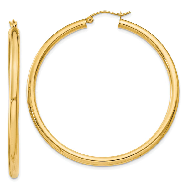 14k Polished 3mm Polished Hoop Earrings