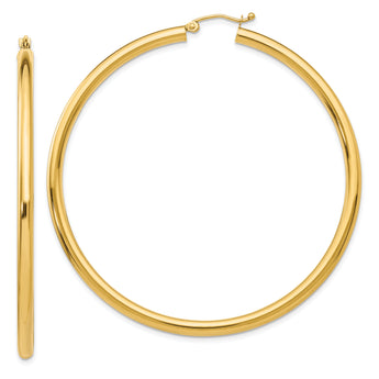 14k Polished 3mm Polished Hoop Earrings