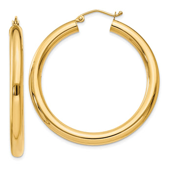 14k Polished 4mm Polished Hoop Earrings