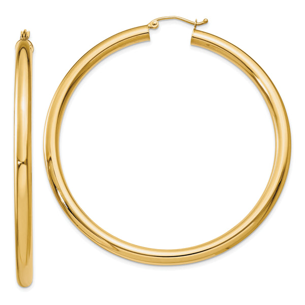 14k Polished 4mm Polished Hoop Earrings