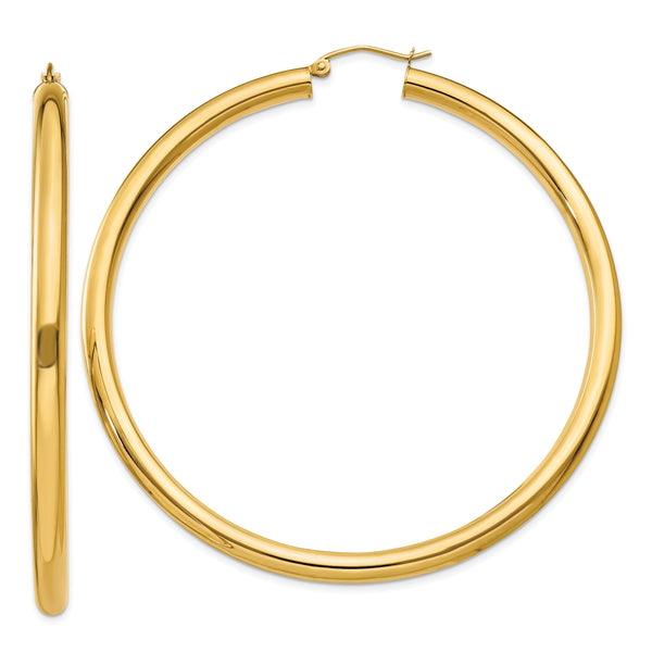 14k Polished 4mm Polished Hoop Earrings