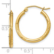 14k Satin and D/C 2mm Round Tube Hoop Earrings