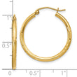 14k Satin and D/C 2mm Round Tube Hoop Earrings