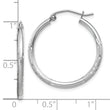 14k White Gold Satin and D/C 2mm Round Hoop Earrings