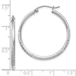 14k White Gold Satin and D/C 2mm Round Hoop Earrings