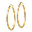 14k Satin and D/C 2mm Round Tube Hoop Earrings