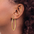 14k Satin and D/C 2mm Round Tube Hoop Earrings