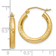 14k Satin and D/C 3mm Round Hoop Earrings