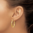 14k Satin and D/C 3mm Round Hoop Earrings