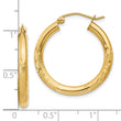 14k Satin and D/C 3mm Round Hoop Earrings