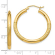 14k Satin and D/C 3mm Round Hoop Earrings