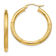 14k Satin and D/C 3mm Round Hoop Earrings