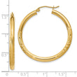14k Satin and D/C 3mm Round Hoop Earrings