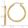 14k Diamond-cut 2mm Round Tube Hoop Earrings