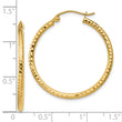 14k Diamond-cut 2mm Round Tube Hoop Earrings