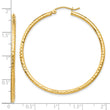 14k Diamond-cut 2mm Round Tube Hoop Earrings