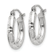 14k White Gold Diamond-cut 3mm Round Hoop Earrings