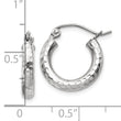14k White Gold Diamond-cut 3mm Round Hoop Earrings