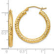 14k Diamond-cut 3mm Round Hoop Earrings