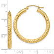 14k Diamond-cut 3mm Round Hoop Earrings