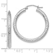 14k White Gold Diamond-cut 3mm Round Hoop Earrings
