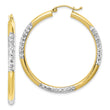 14k with Rhodium Diamond Cut 3mm Hoop Earrings
