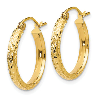 14k D/C 2.8x18mm Hollow Hoop Earrings