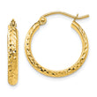 14k D/C 2.8x18mm Hollow Hoop Earrings