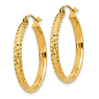 14k D/C 2.8x25mm Hollow Hoop Earrings