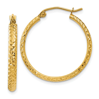14k D/C 2.8x25mm Hollow Hoop Earrings