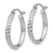 14k White Gold Knife Edge D/C 2.5x20mm Hoop Earrings
