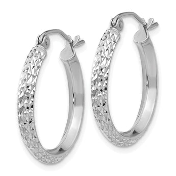 14k White Gold Knife Edge D/C 2.5x20mm Hoop Earrings