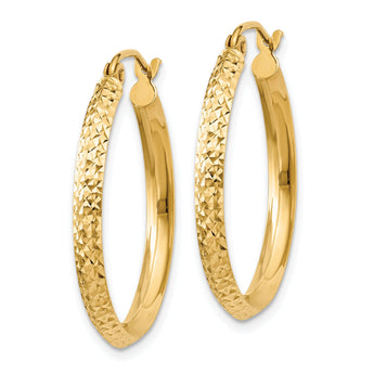 14k Knife Edge D/C 2.5x25mm Hollow Hoop Earrings