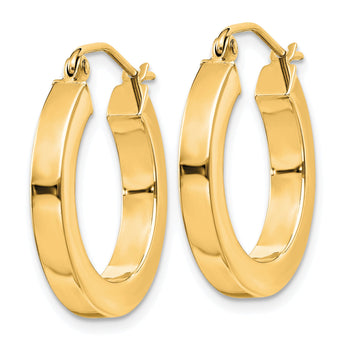 14k 3mm Polished Square Hoop Earrings