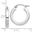 14k White Gold 3mm Polished Square Tube Hoop Earrings