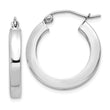 14k White Gold 3mm Polished Square Tube Hoop Earrings