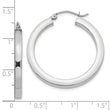 14k White Gold 3mm Polished Square Tube Hoop Earrings