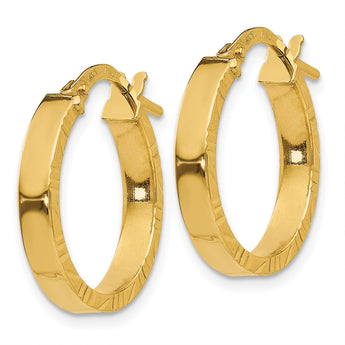 14k Small 3mm D/C Edge Polished Hoop Earrings